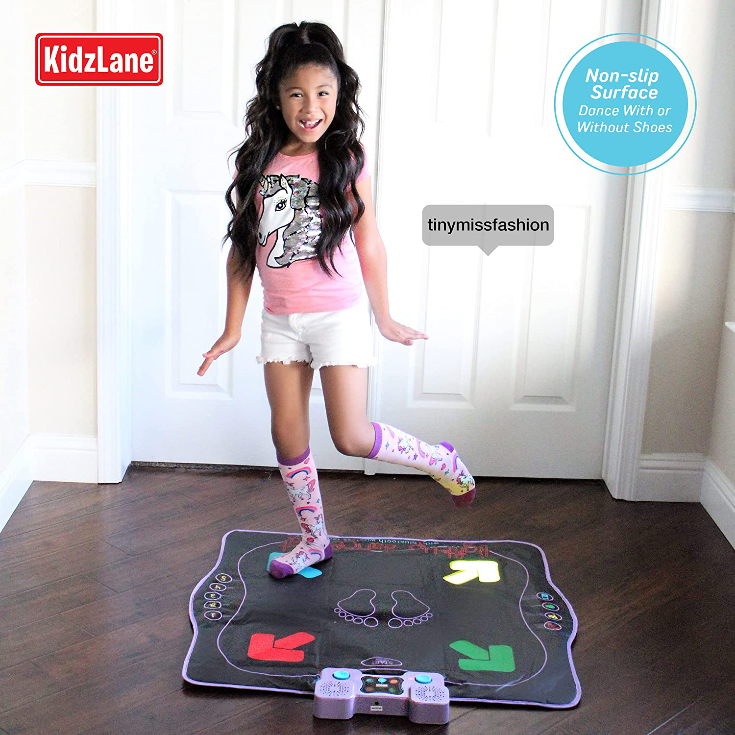 Kidzlane Dance Mat | Light up Dance Pad with Wireless Bluetooth/Aux or Built in Music | Dance Game with 4 Game Modes | Gift Toy for Girls & Boys Ages 6 7 8 Years Old +