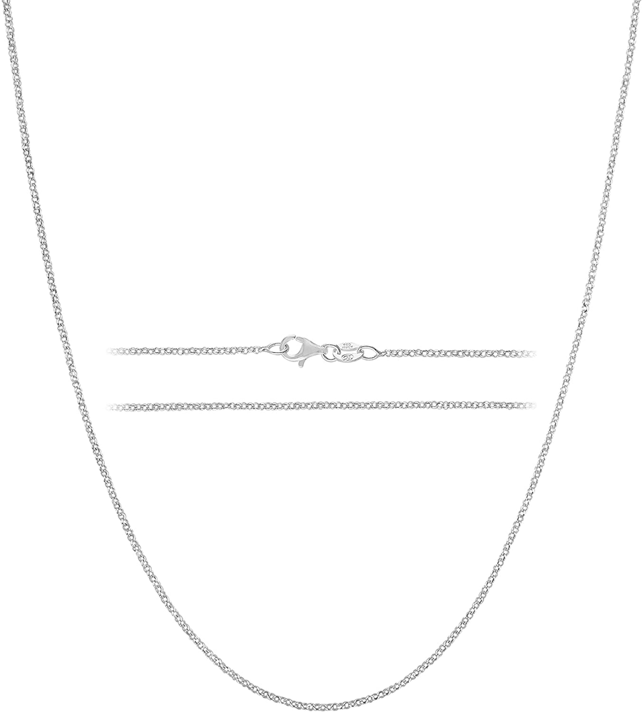 KISPER 925 Sterling Silver 1.6Mm Diamond Cut Cable Link Chain Necklace Made in Italy