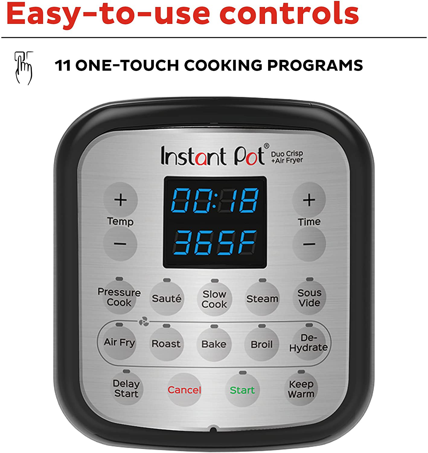 Instant Pot Duo Crisp 11-In-1 Electric Pressure Cooker with Air Fryer Lid, 8 Quart Stainless Steel/Black, Air Fry, Roast, Bake, Dehydrate, Slow Cook, Rice Cooker, Steamer, Sauté