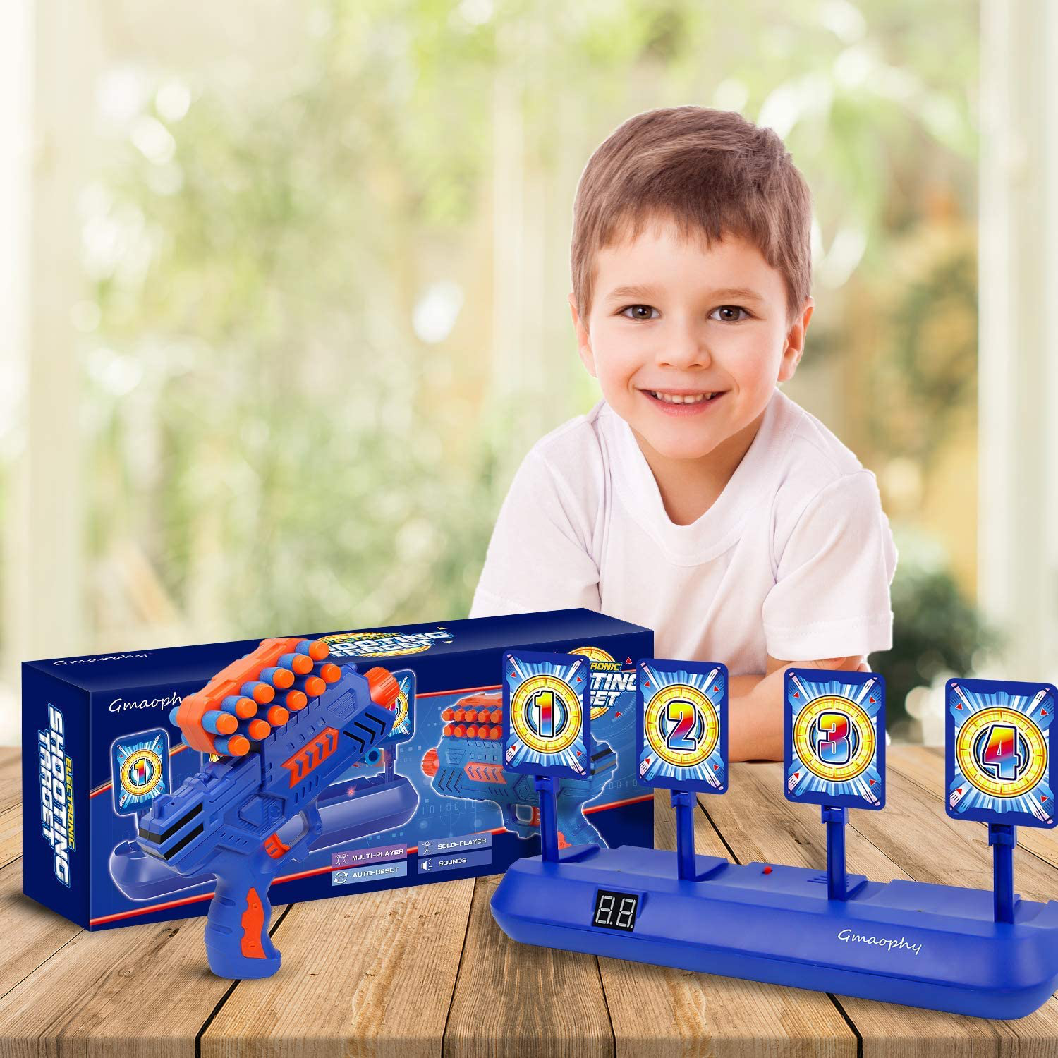 Digital Shooting Targets with Foam Dart Toy Shooting Blaster , 4 Targets Auto Reset Electronic Scoring Toys, Shooting Toys for Age of 5 6 7 8 9 10+ Years Old Kid Boys Girls, Compatible with Nerf Toys