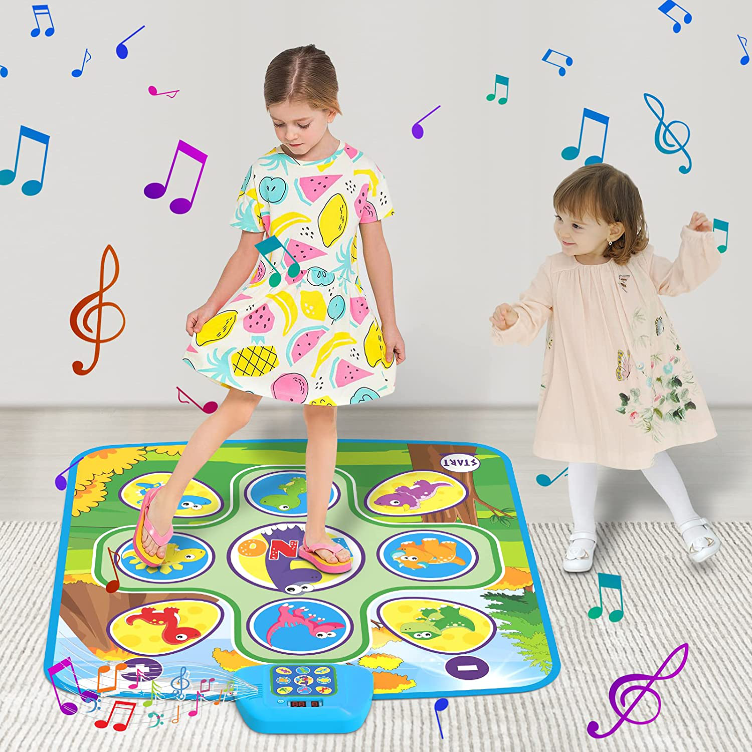 Dance Mat, Electronic Musical Dancing Toys for 3-10 Year Old Girls, Dinosaur Touch Floor Mat Toy W/ 5 Game Modes, Built-In AV Music - Christmas Birthday Gifts for 3 4 5 6 7 8-10 Years Old Girls