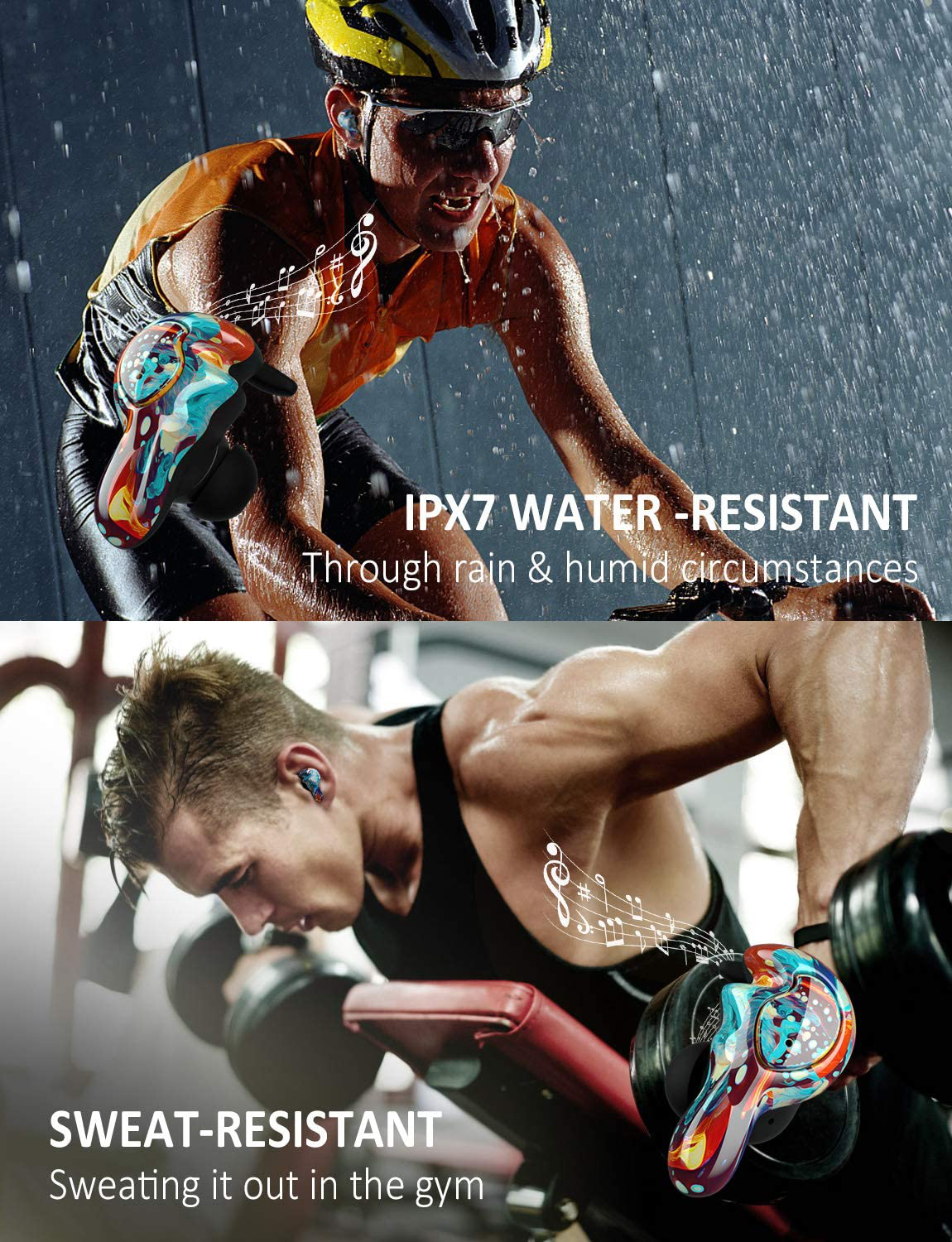 AMINY U-Mini True Wireless Earbuds Waterproof IPX7 Bluetooth Earbuds Wireless Headphones Bluetooth Headphones,Hifi 5.0 Wireless Earbuds 120Hrs Playing Time with Charging Case-Fireworks