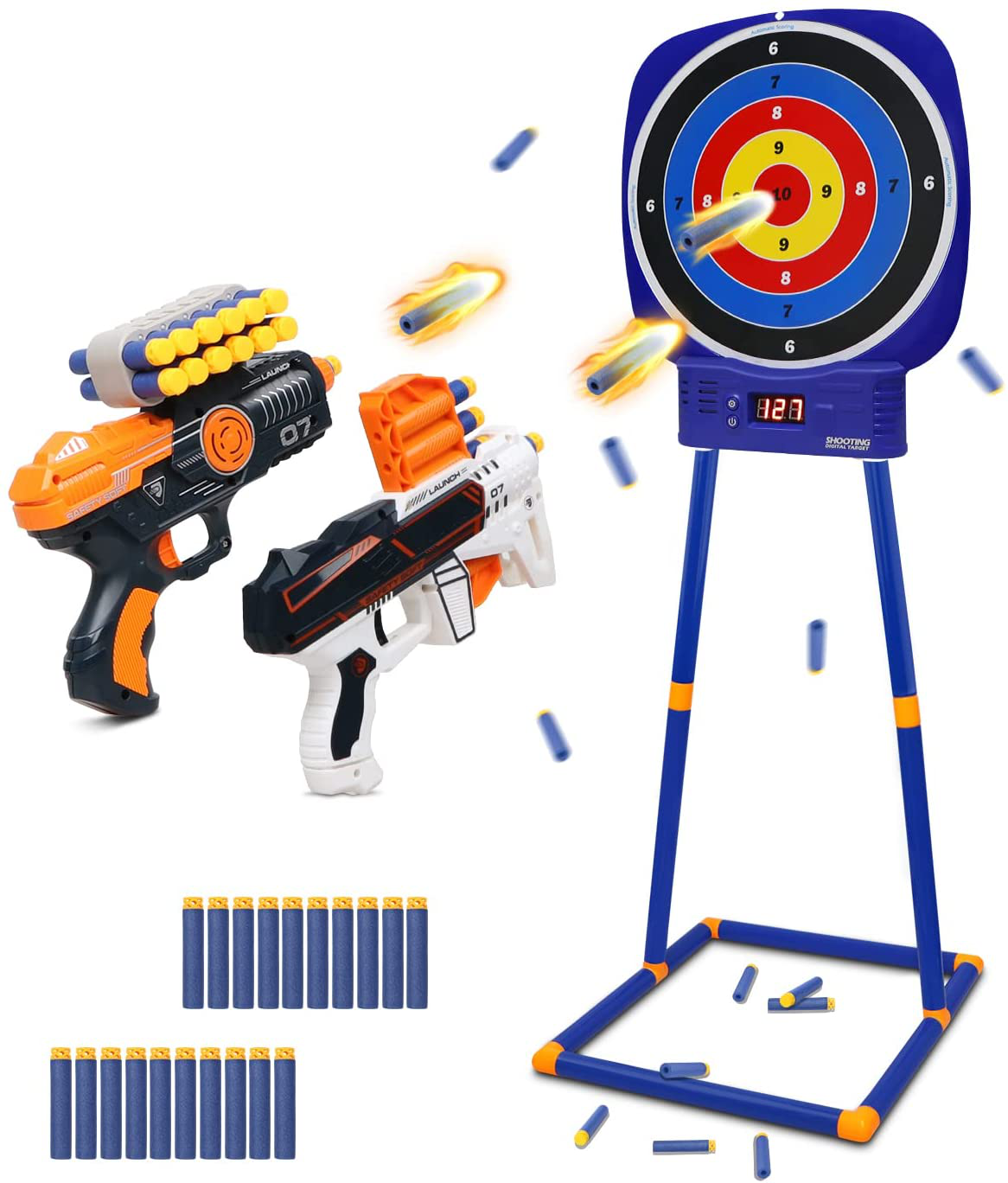 Shooting Game Toys for Kids Age 4-7 8-12, round Digital Shooting Target Electronic Scoring Board Games with Foam Dart Blaster Shooting Toy, Birthday Christmas Gifts for 5 6 7 8 9 10+ Years Old Boys