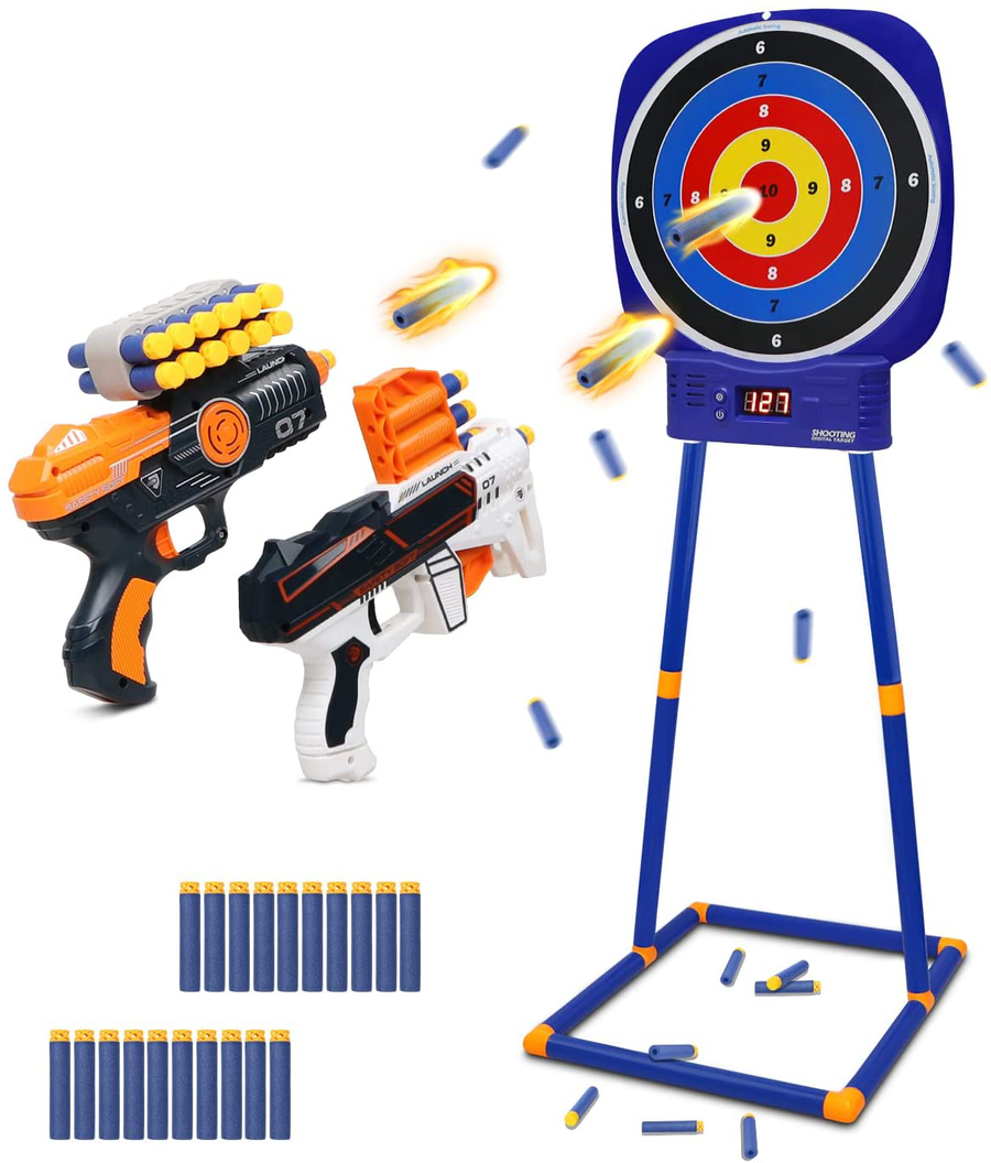 Shooting Game Toys for Kids Age 4-7 8-12, round Digital Shooting Target Electronic Scoring Board Games with Foam Dart Blaster Shooting Toy, Birthday Christmas Gifts for 5 6 7 8 9 10+ Years Old Boys