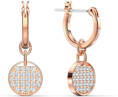 Swarovski Ginger Women'S Two-Sided Coin Hoop Pierced Earrings with White Crystals in a Rose-Gold Tone Plated Setting