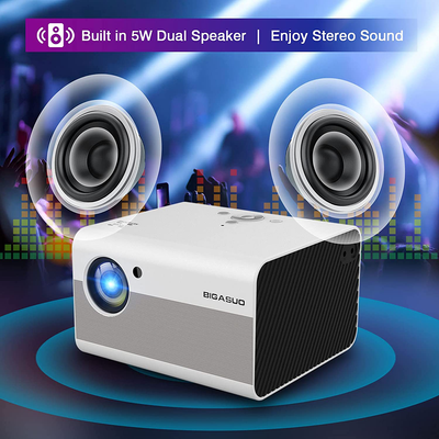 Native 1080P Projector Bluetooth with Digital Zoom&Hifi Stereo, BIGASUO Outdoor Movie Projector, 7500L Home Portable Projector Compatible Hdmi,Usb,Av,Tv[100''Screen Included]