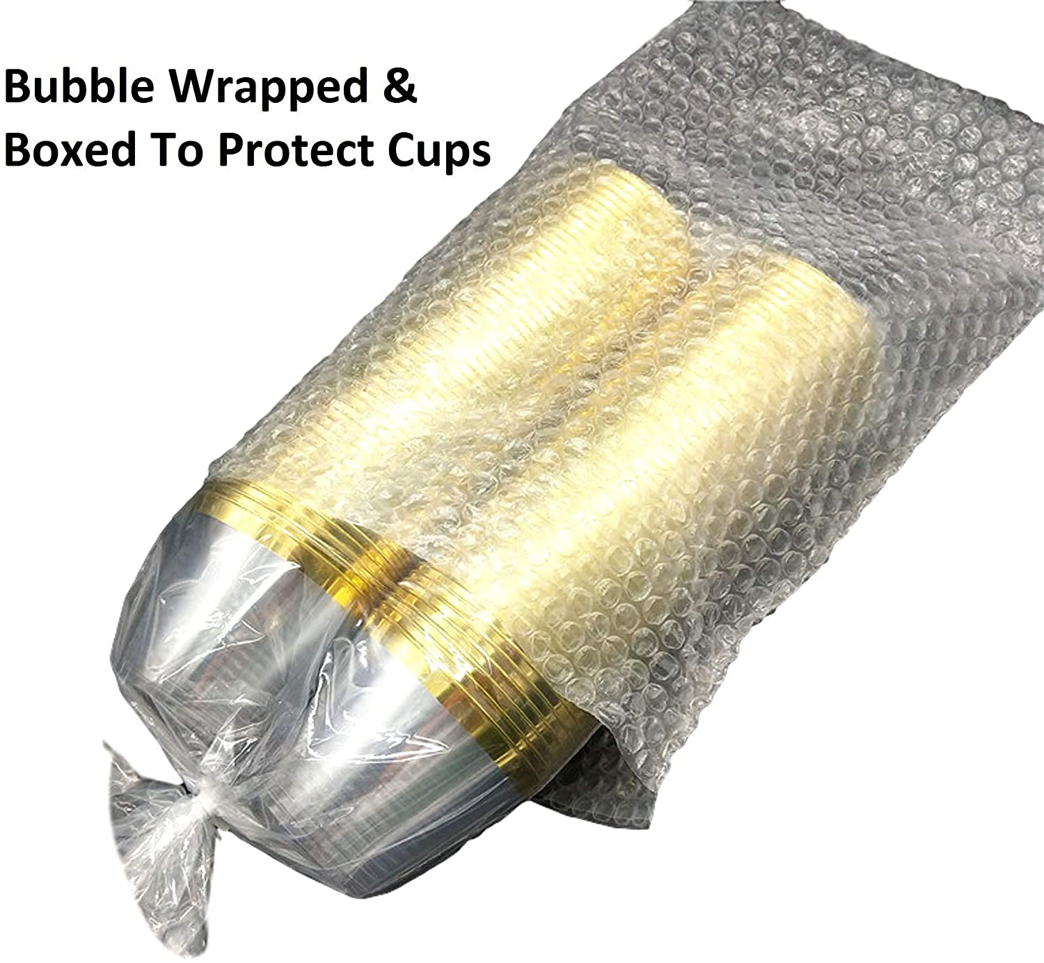 Perfect Settings 110 Premium Gold Rimmed Clear Plastic Disposable Party Cups 9 Ounce Holiday Gathering or Wedding Party Elegant Disposable Cups