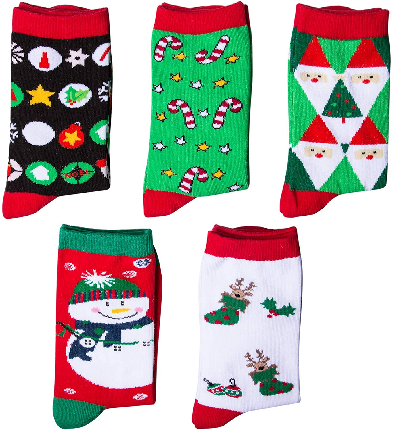 Chalier 5 Pairs Womens Christmas Socks Cozy Funny Xmas Holiday Socks - Novelty Design for Christmas Gifts
