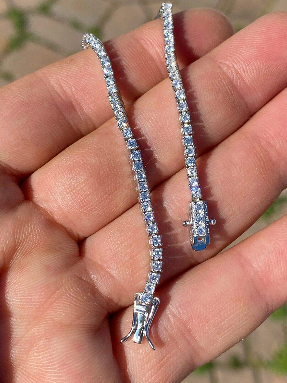 Real Solid 925 Sterling Silver 2Mm CZ Tennis Bracelet - 6-8.5" Iced Diamond One Row Bracelet - Thin & Great for Classy Everyday Look