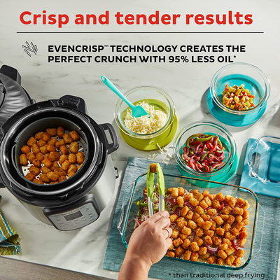Instant Pot Duo Crisp 11-In-1 Electric Pressure Cooker with Air Fryer Lid, 8 Quart Stainless Steel/Black, Air Fry, Roast, Bake, Dehydrate, Slow Cook, Rice Cooker, Steamer, Sauté
