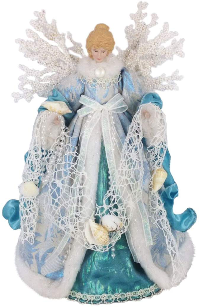 14" Inch Standing Aqua Angel Christmas Tree Topper or Table Top 148510