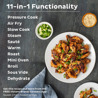 Instant Pot Duo Crisp 11-In-1 Electric Pressure Cooker with Air Fryer Lid, 8 Quart Stainless Steel/Black, Air Fry, Roast, Bake, Dehydrate, Slow Cook, Rice Cooker, Steamer, Sauté