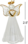 4E'S Novelty Glass Angel Ornaments for Christmas Tree (Set of 24) Assortment of 6 Designs - 2.5 Inch Clear Spun Glass Religious Angel