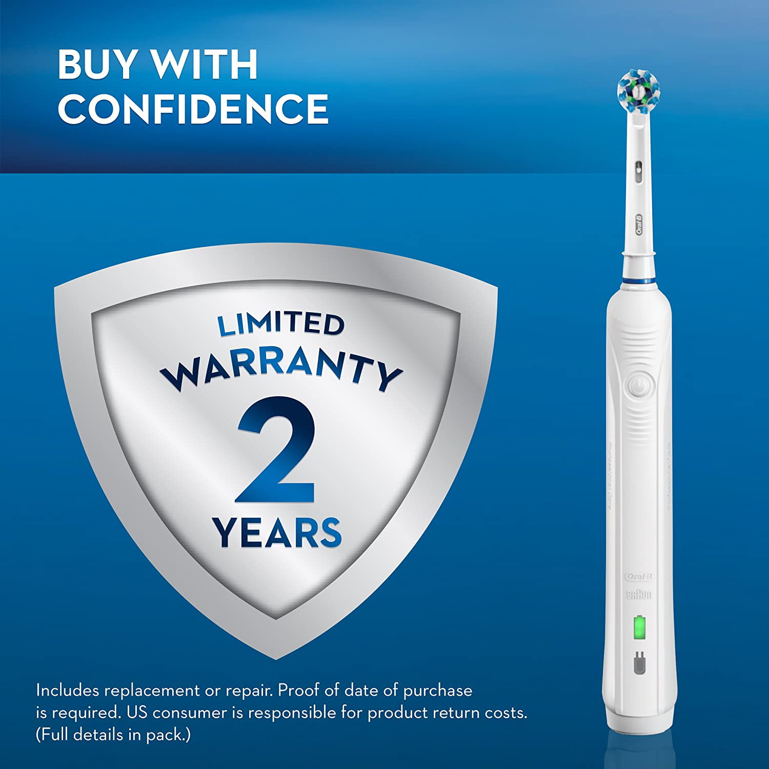 Oral-B Pro 1000 Power Rechargeable Electric Toothbrush Powered by Braun