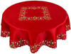 Grelucgo Embroidered Christmas Holiday Holly Tree Tablecloth (69 Inches round Tablecloth)