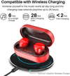 TOZO T12 Wireless Earbuds Bluetooth Headphones Premium Fidelity Sound Quality Wireless Charging Case Digital LED Intelligence Display IPX8 Waterproof Earphones Built-In Mic Headset for Sport Red