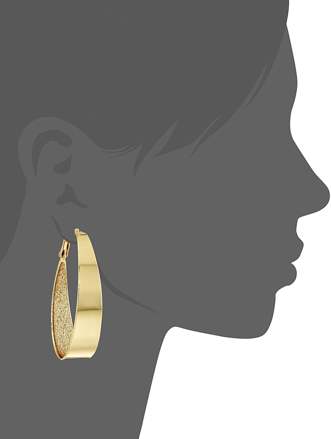 Guess Large Oval Glitter Hoop Earrings