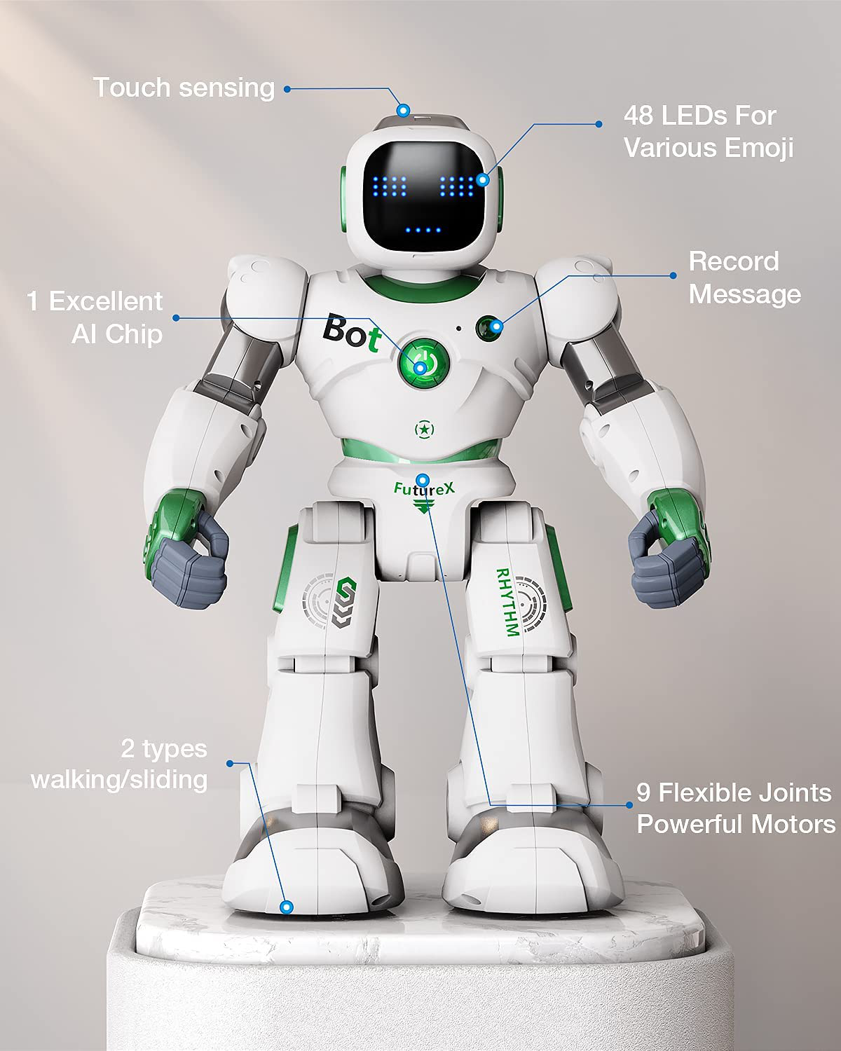 Ruko Large Smart Robot Toys for Kids, RC Robot Carle with Voice and App Control, Gifts for 4-9 Years Old Boys and Girls, Programmable and Interactive with Gravity Sensoring