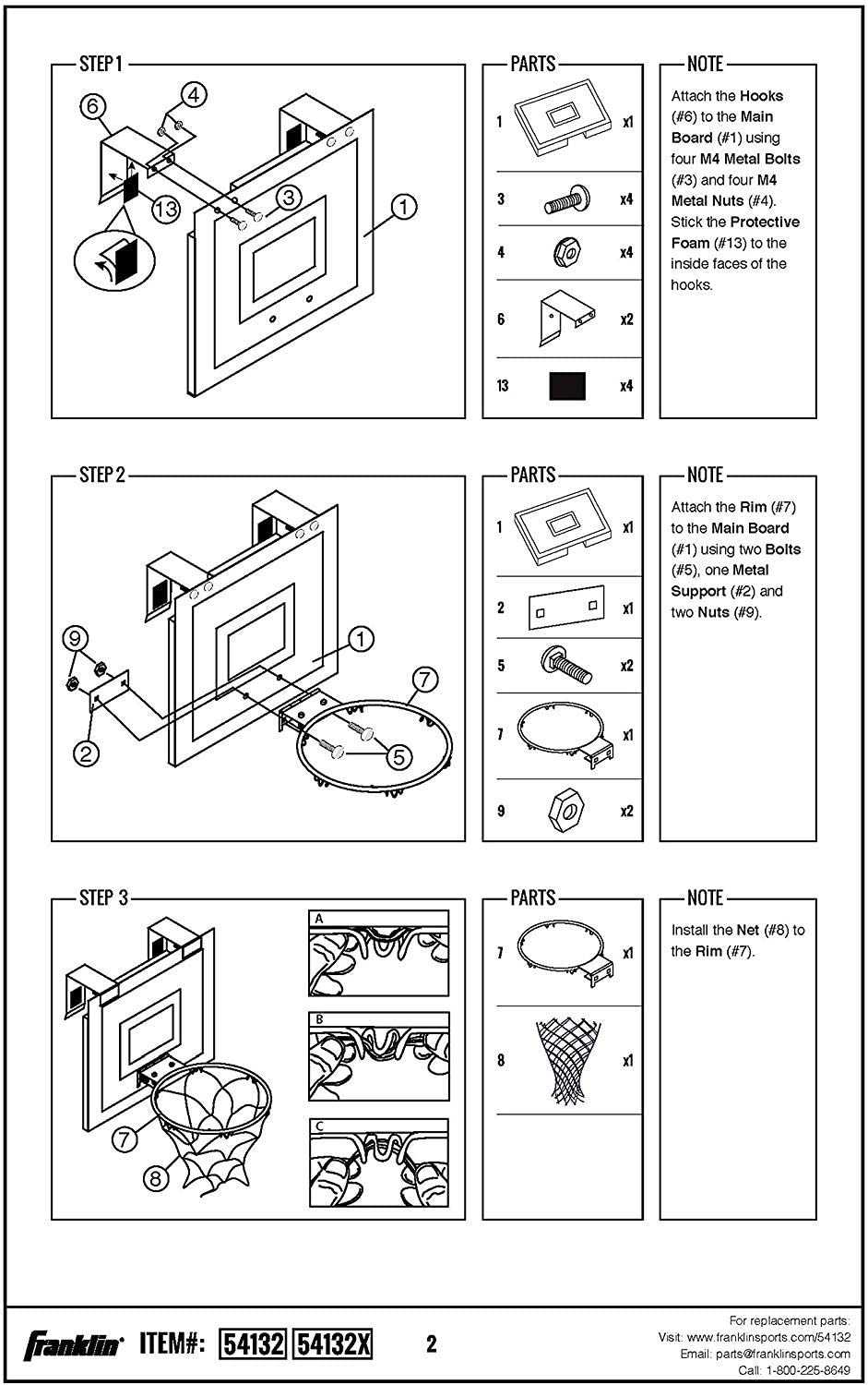 Franklin Sports over the Door Basketball Hoop - Slam Dunk Approved - Shatter Resistant - Accessories Included