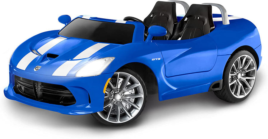 Kid Trax Dodge Viper SRT Convertible Toddler Ride on Toy, Ages 3 - 7 Years Old, 12 Volt Battery, Max Weight of 130 Lbs, Two Seater, Working Lights, Blue