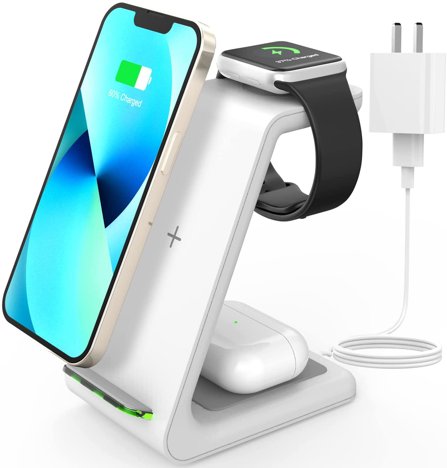 Joygeek Wireless Charging Station, Wireless Iphone Charger, 3 in 1 Charging Station for Apple Iphone 13 Pro Max/13 Pro/13/12 Pro Max/12 Pro/12/11 Pro Max/11 Pro/11/Se/X/Xr/Xs/8, Iwatch7/6/Se/3,Airpods