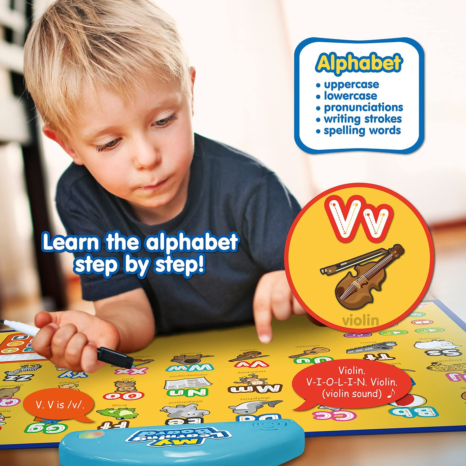 BEST LEARNING - I-Poster My Learning Board Electronic Interactive Alphabet Wall Chart, Talking ABC & 123S & Music Poster Toy for Toddlers & Kids Fun Educational at Daycare, Preschool, Kindergarten for Boys & Girls 3 4 5 6 Years Old