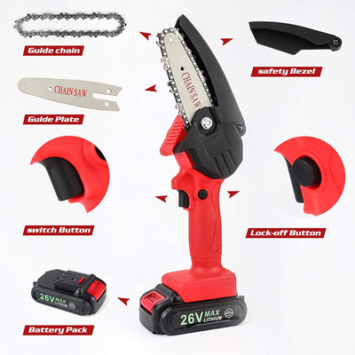 Mini Chainsaw Cordless Power Electric-Chain-Saws - 4 Inch Battery Power Chainsaw Small Portable One-Hand Handheld , 26V Rechargeable Operated, for Tree Trimming and Branch Wood Cutting