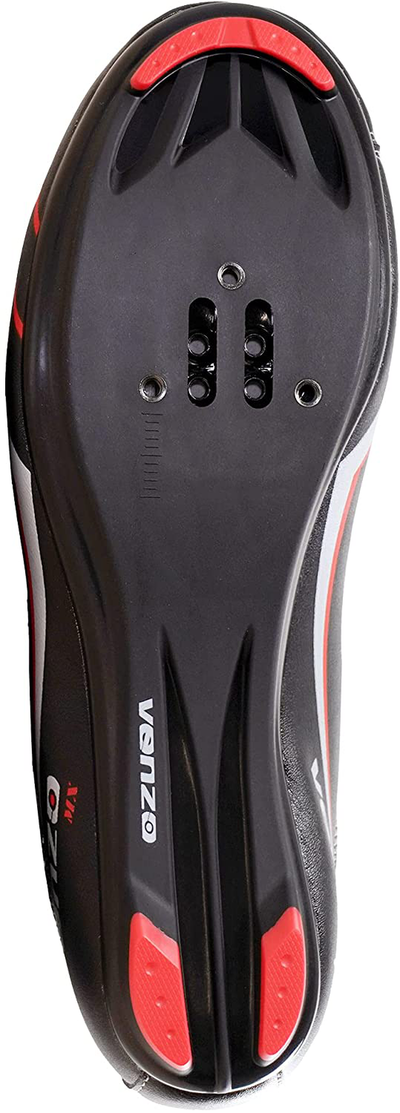 Venzo Bicycle Men'S Road Cycling Riding Shoes - 3 Straps- Compatible with Peloton Shimano SPD & Look ARC Delta - Perfect for Road Racing Bikes White Color