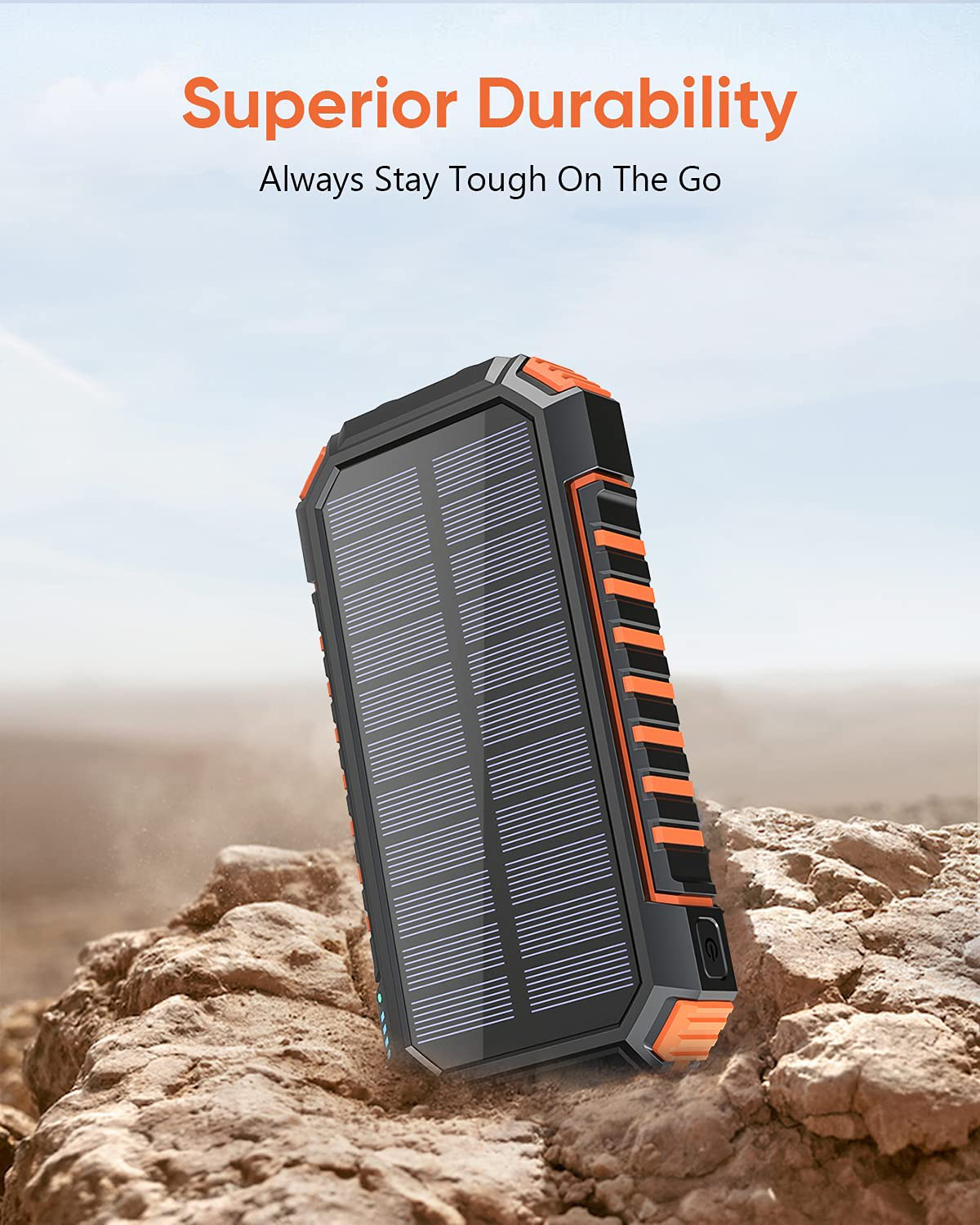 Solar Charger Power Bank 26800mAh 4 Outputs USB  Quick Charge Qi Wireless Portable Charger with LED Flashlight for Iphone, Tablet, Samsung and Outdoor Camping