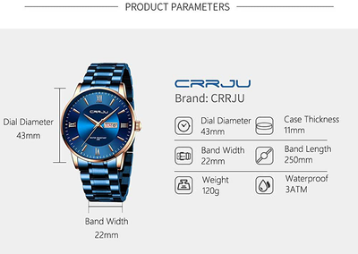 CRRJU Men'S Minimalist Casual Luxury Auto Date Watches Fashion Business Japan Movement Quartz Waterproof Wristwatches for Men,Silver Stainsteel Steel Band Watch