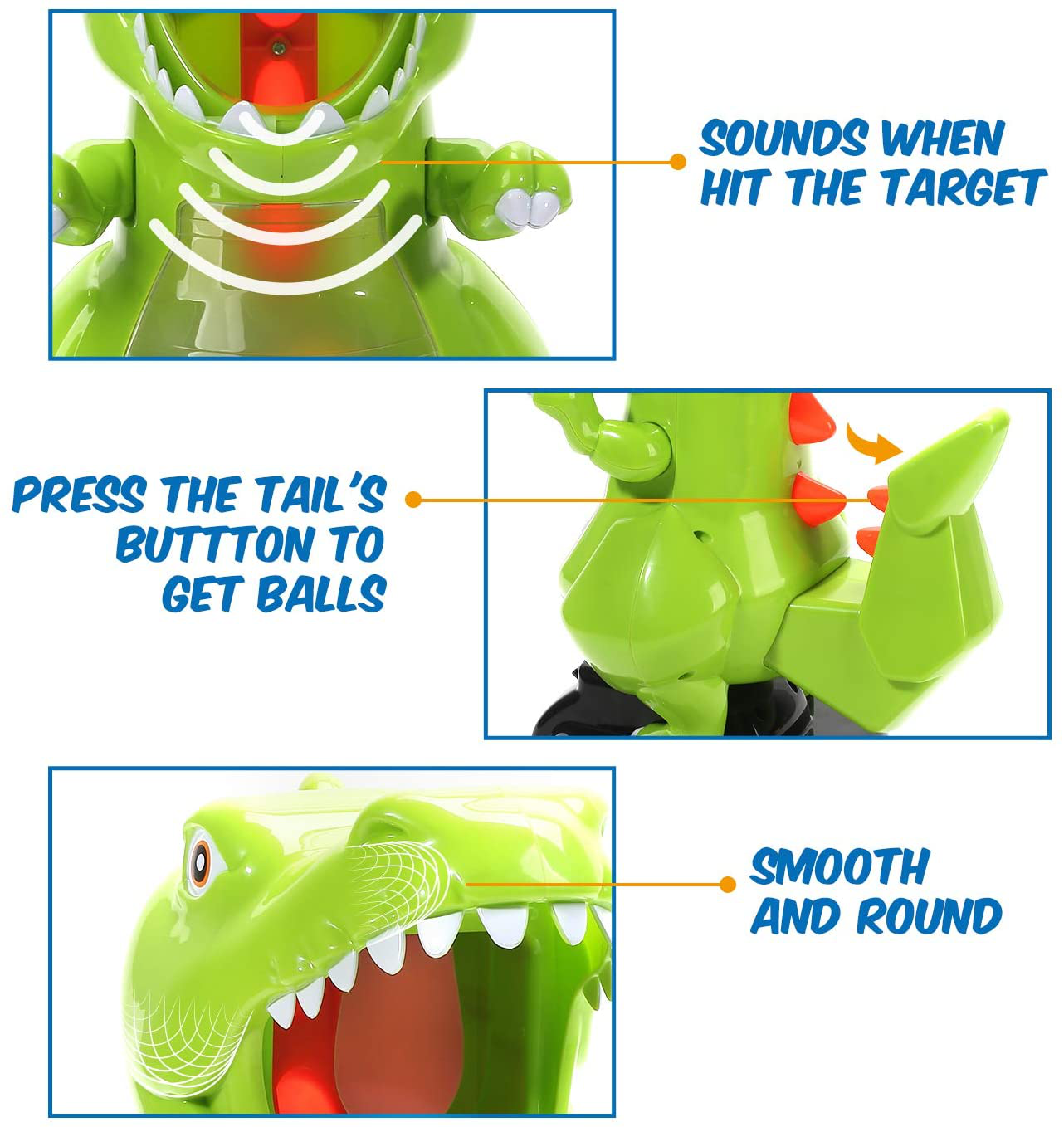 Eaglestone Dinosaur Shooting Toys for Boys, Kids Target Shooting Games W/ Air Pump Gun Birthday Party Supplies & LCD Score Record, Sound, 24 Foam Balls Electronic Target Practice Gift for Toddlers