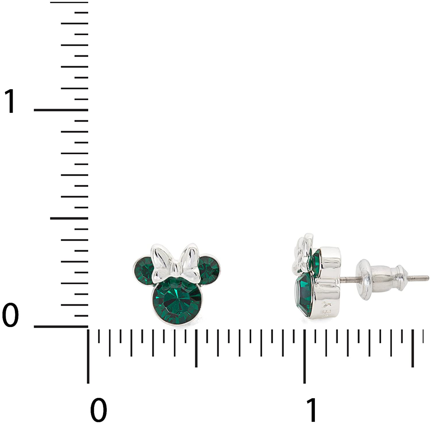 Disney Minnie Mouse Birthstone Jewelry, Silver Plated Crystal Stud Earrings for Women and Girls