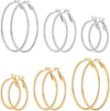 Hoop Earrings for Women Girls, Stainless Steel Hypoallergenic Geometric Hoops Women'S Earrings Loop Earrings Set