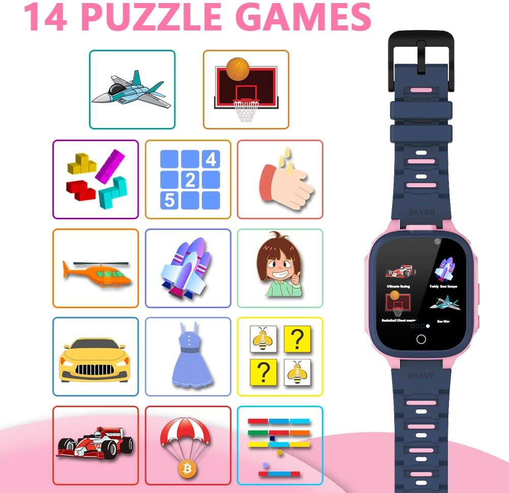 Kids Smart Watch Boys Girls with 14 Games Dual Camera 1.44" Touch Screen Music Player Video Recorder 12/24 Hr Pedometer Alarm Clock Calculator Flashlight Stopwatch Electronic Learning Education Toys