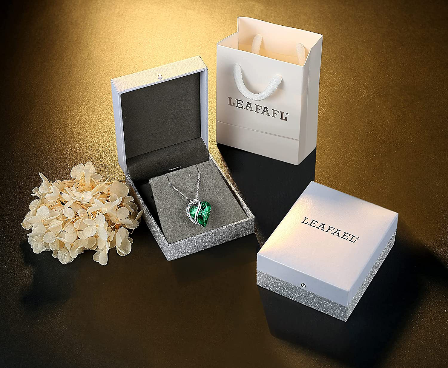 Leafael Infinity Love Heart Pendant Necklace with Birthstone Crystals for 12 Months, Jewelry Gifts for Women, Silver-Tone, 18"+2"