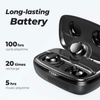 Wireless Earbuds, Tribit 100H Playtime Bluetooth 5.0 IPX8 Waterproof Touch Control True Wireless Bluetooth Earbuds with Mic Earphones In-Ear Deep Bass Built-In Mic Bluetooth Headphones, Flybuds 3