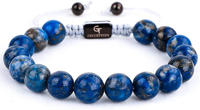 GT Collection Men'S Beaded Bracelet - Wearer with Name, Fame, Fortune, and Money – 100% Natural Wrapped - Gemstones Beaded Bracelet for Men’S Bracelet (Light Blue Apatite Stone)