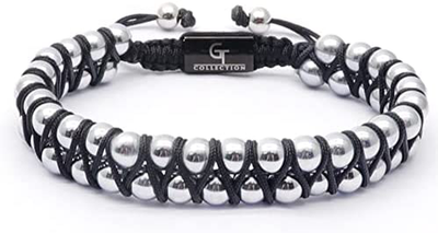GT Collection Men'S Double Beaded Bracelet - Used for Its Grounding Effects – 100% Natural Wrapped - Adjustable Gemstones Beaded Bracelet for Men’S