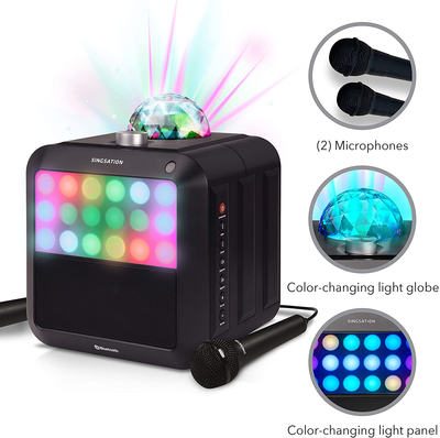 Portable Karaoke Machine - SINGSATION Star Burst - System Comes W/ 2 Mics, Room-Filling Light Show, Retro Light Panel & Works via Bluetooth - No Cds Required - Youtube Your Favorite Karaoke Songs