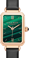 Lola Rose Women'S Malachite Textured Watch with Black Leather Strap