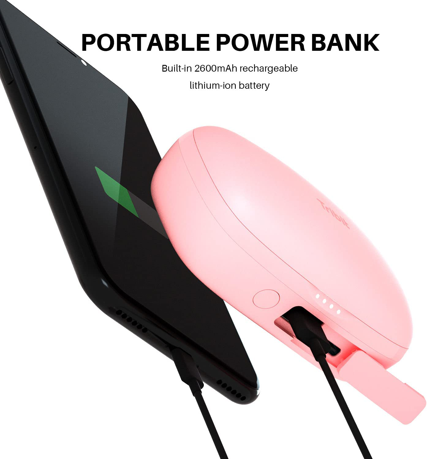 Earbuds, 100H Playtime Tribit IPX8 Bluetooth5.0 Deep Bass Bluetooth Earbuds Touch Control Headphones with Mic Earphone In-Ear Wireless Earbuds for Iphone Android Flybuds 3 Pink, Bluetooth Headphones