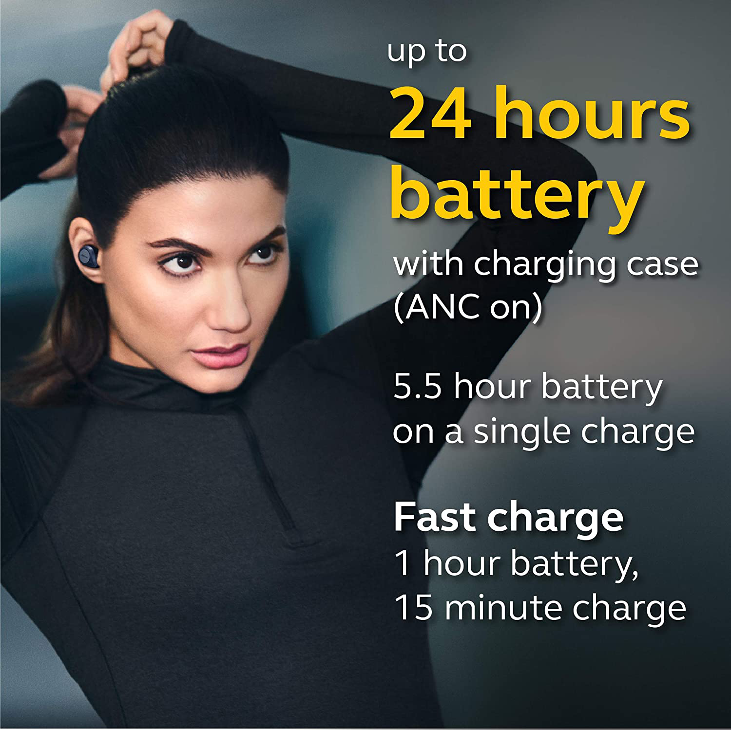 Jabra Elite Active 75T True Wireless Bluetooth Earbuds, Navy – Wireless Earbuds for Running and Sport, Charging Case Included, 24 Hour Battery, Active Noise Cancelling Sport Earbuds