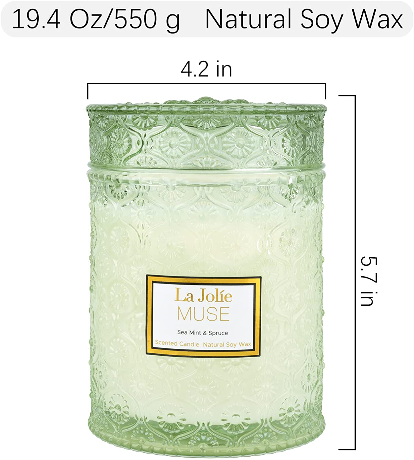 Sea Mint & Spruce Scented Candle, Large Jar Candle Gift, Candle Gift for Holiday, Wood Wick Candle, 19.4 Oz