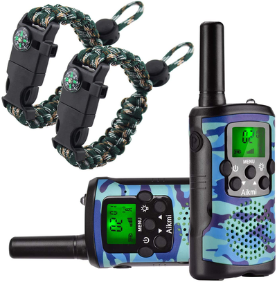 Aikmi Walkie Talkies for Kids 22 Channel 2 Way Radio 3 Miles Long Range Handheld Walkie Talkies Durable Toy Best Birthday Gifts for 6 Year Old Boys and Girls Fit Adventure Game Camping (Blue Camo 1)