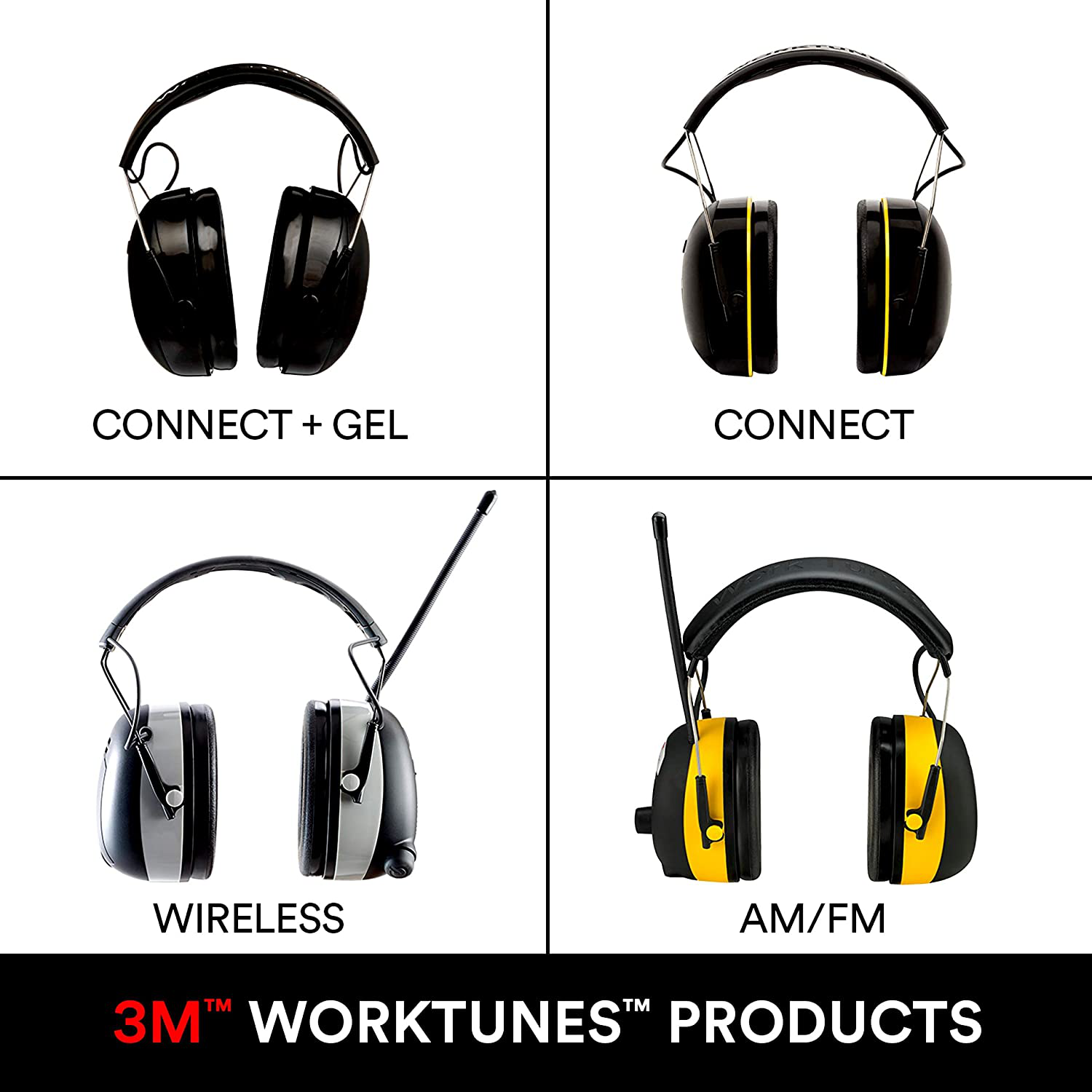 3M Worktunes Connect Hearing Protector with Bluetooth Technology, 24 Db NRR, Ear Protection for Mowing, Snowblowing, Construction, Work Shops