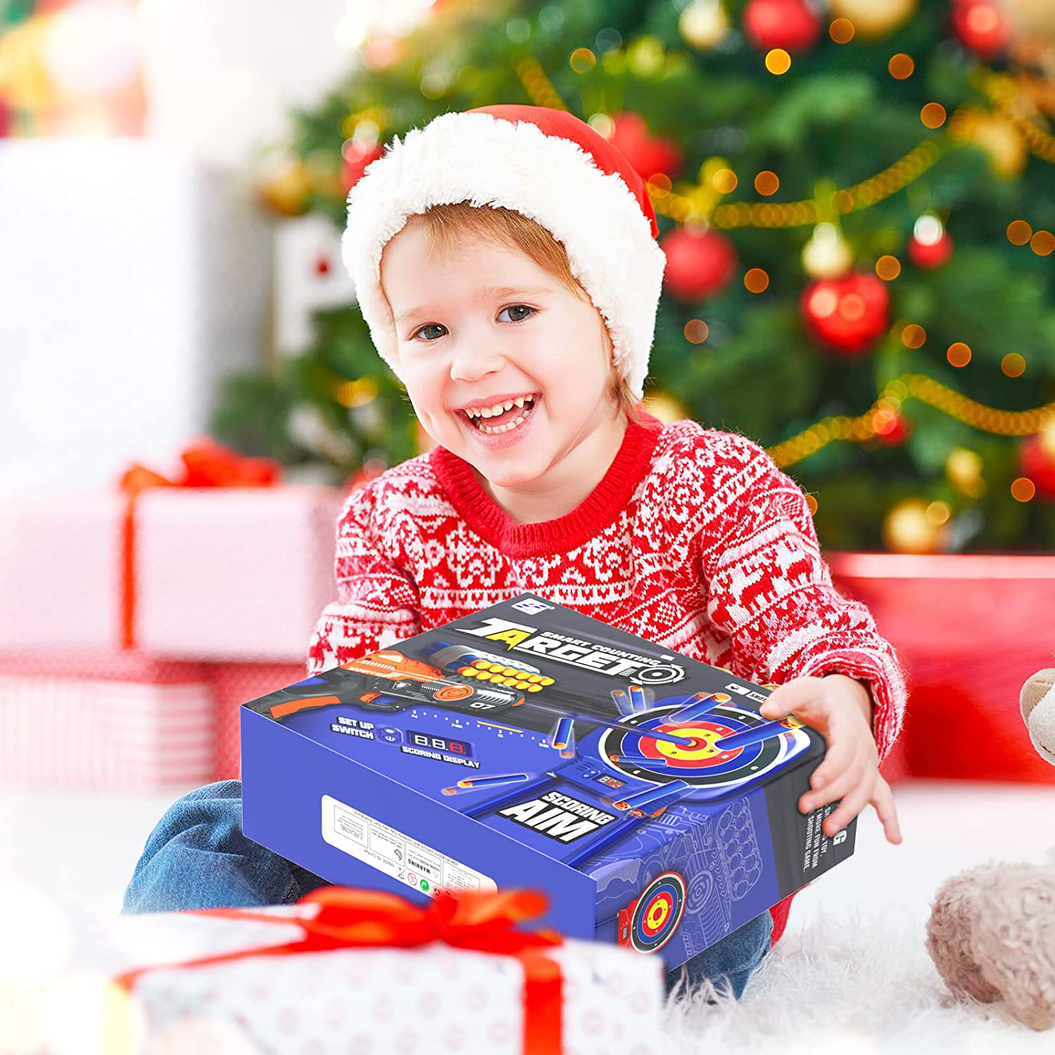 Shooting Game Toys for Kids Age 4-7 8-12, round Digital Shooting Target Electronic Scoring Board Games with Foam Dart Blaster Shooting Toy, Birthday Christmas Gifts for 5 6 7 8 9 10+ Years Old Boys