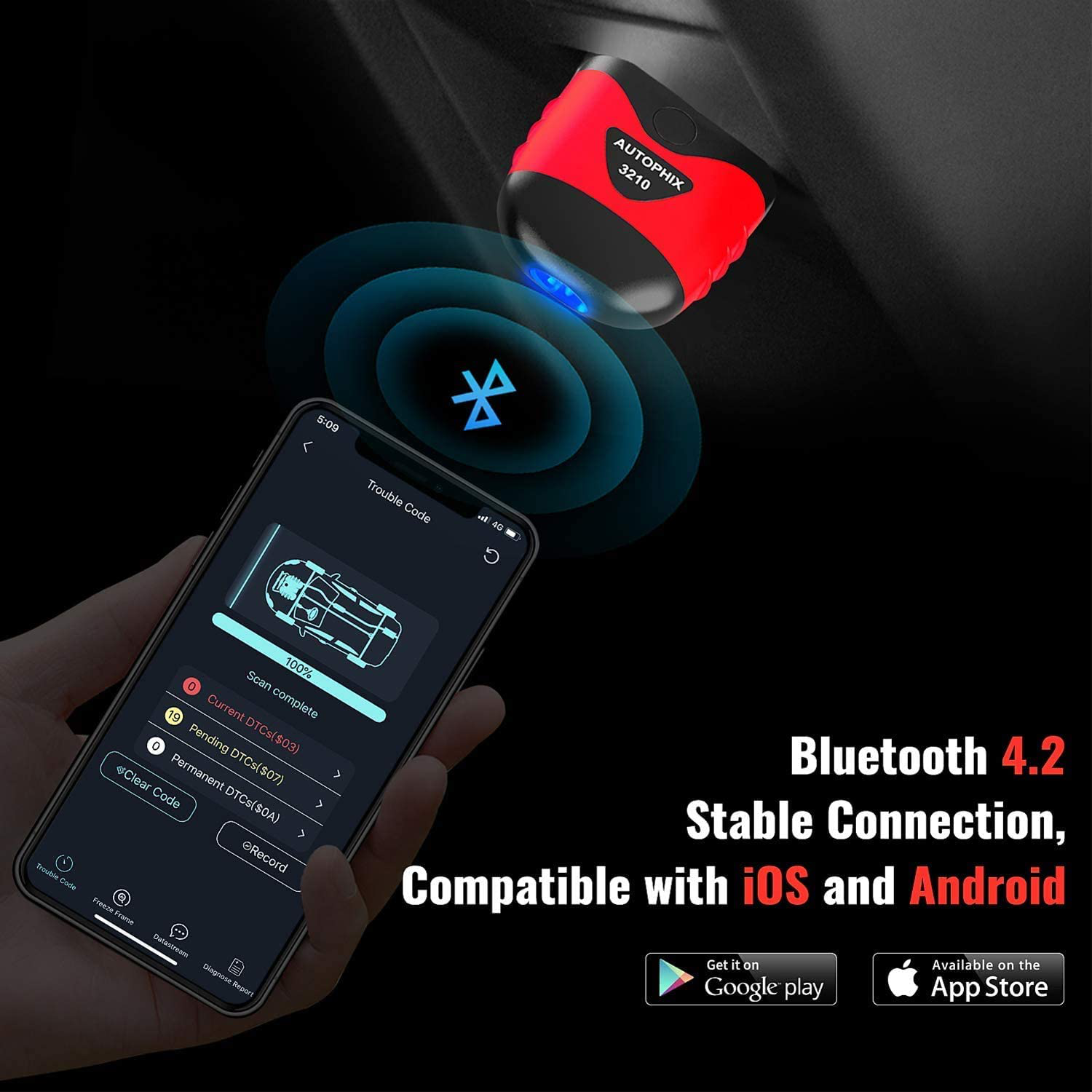 AUTOPHIX 3210 Bluetooth OBD2 Scanner Enhanced Universal Car Diagnostic Scanner for Iphone, Ipad & Android, Fault Code Reader plus Battery Tester Exclusive App for Quality-Newest Generation