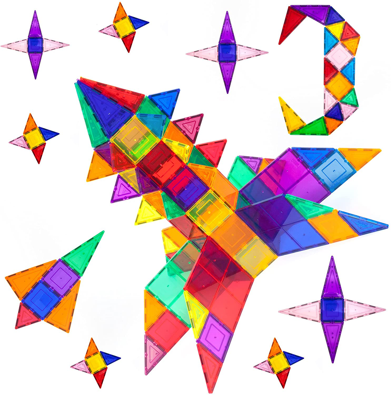 Picassotiles 100 Piece Set 100Pcs Magnet Building Tiles Clear Magnetic 3D Building Blocks Construction Playboards, Creativity beyond Imagination, Inspirational, Recreational, Educational Conventional