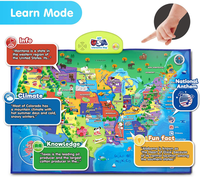 BEST LEARNING I-Poster My USA Interactive Map - Educational Talking Toy for Kids of Ages 5 to 12 Years