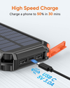 Solar Charger Power Bank 26800mAh 4 Outputs USB  Quick Charge Qi Wireless Portable Charger with LED Flashlight for Iphone, Tablet, Samsung and Outdoor Camping